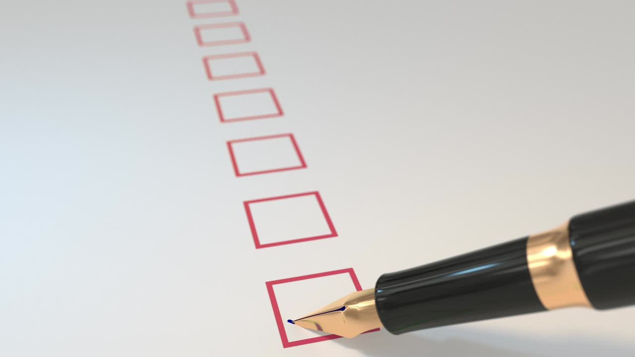 bolígrafo marcando las cajas fuente encuesta voto examen tick ticker bucle 4k