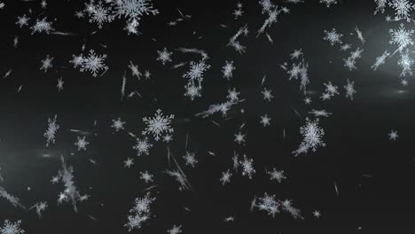 snowflakes falling against black background