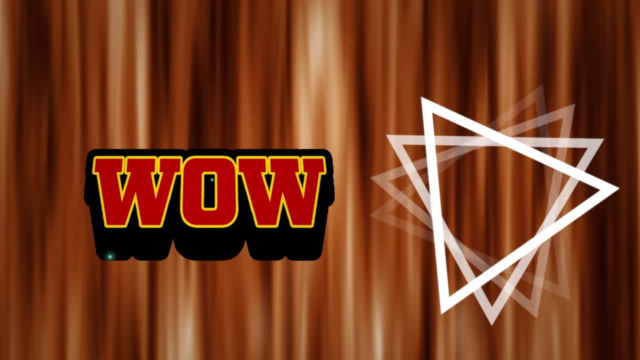 빨간 트레일 위의 와우 텍스트와 삼각형의 애니메이션