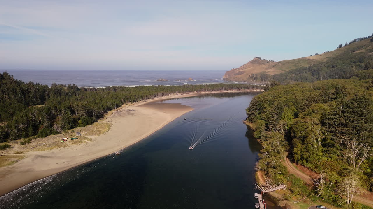 Coastal Estuary with Boat