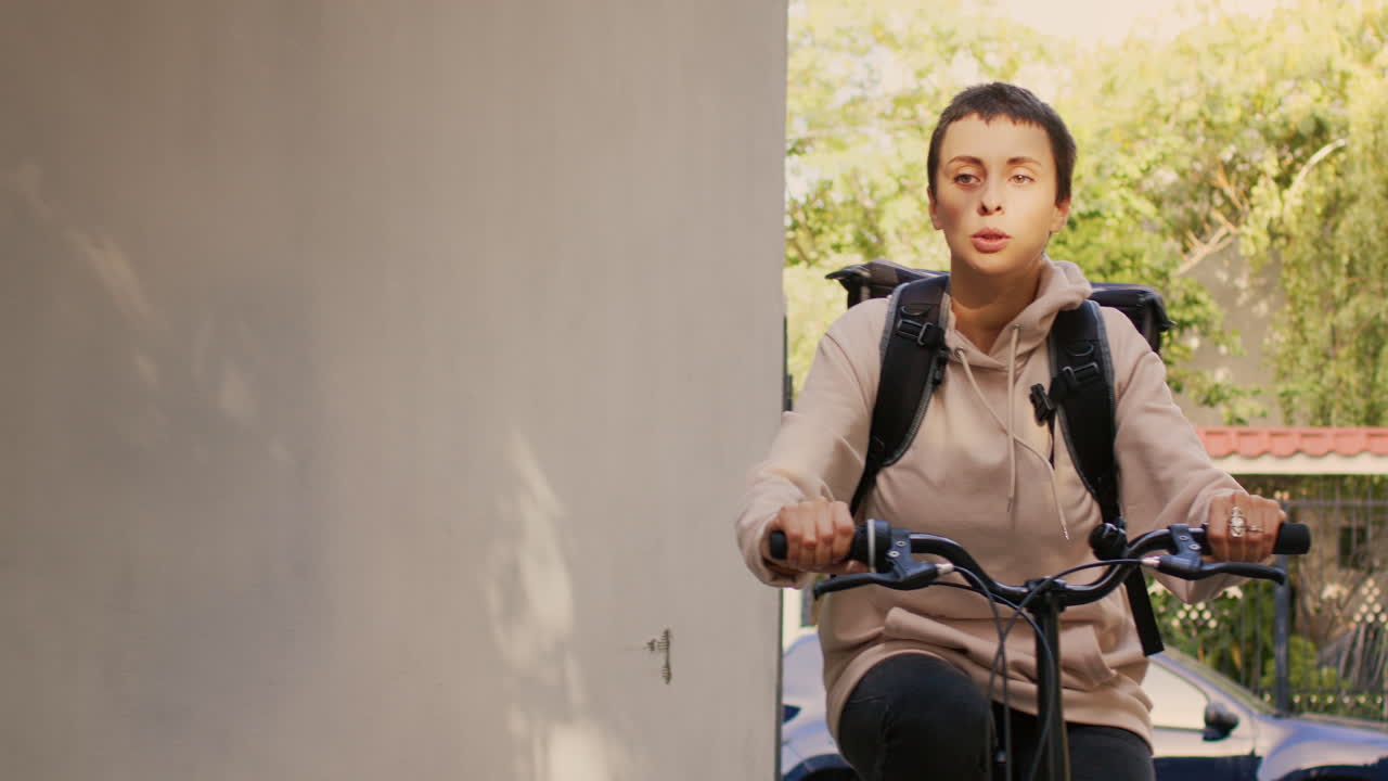 Food delivery person on a bicycle