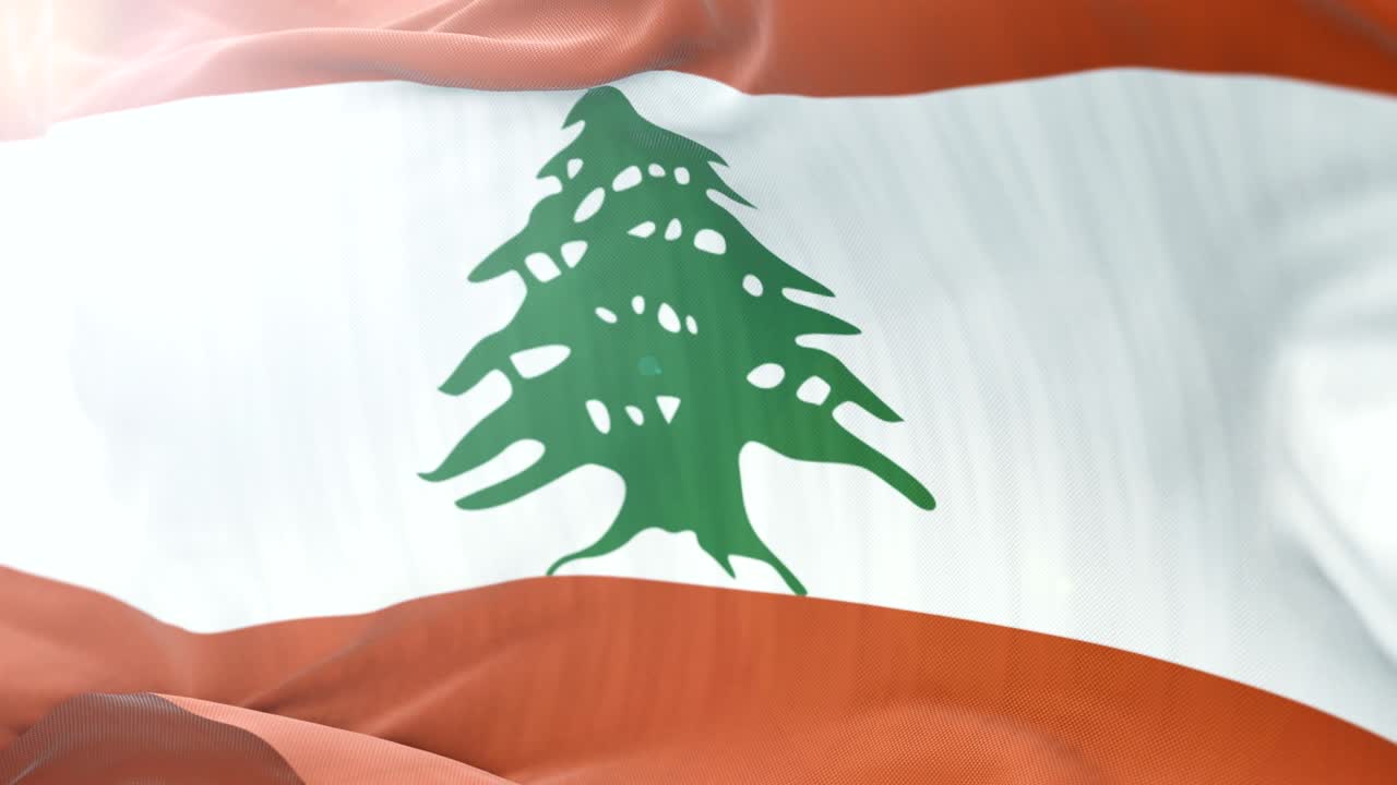 Lebanon Flag Slow Waving background. 4k Close up flag waving. seamless loop