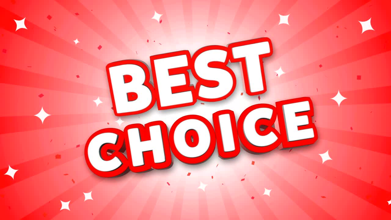 Best Choice 3D Text on Falling Confetti Background.