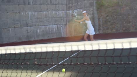 Active-sportswoman-playing-tennis