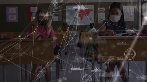 animación de la red de conexiones sobre personas de negocios en la oficina