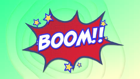 animation of boom text in heart over green background