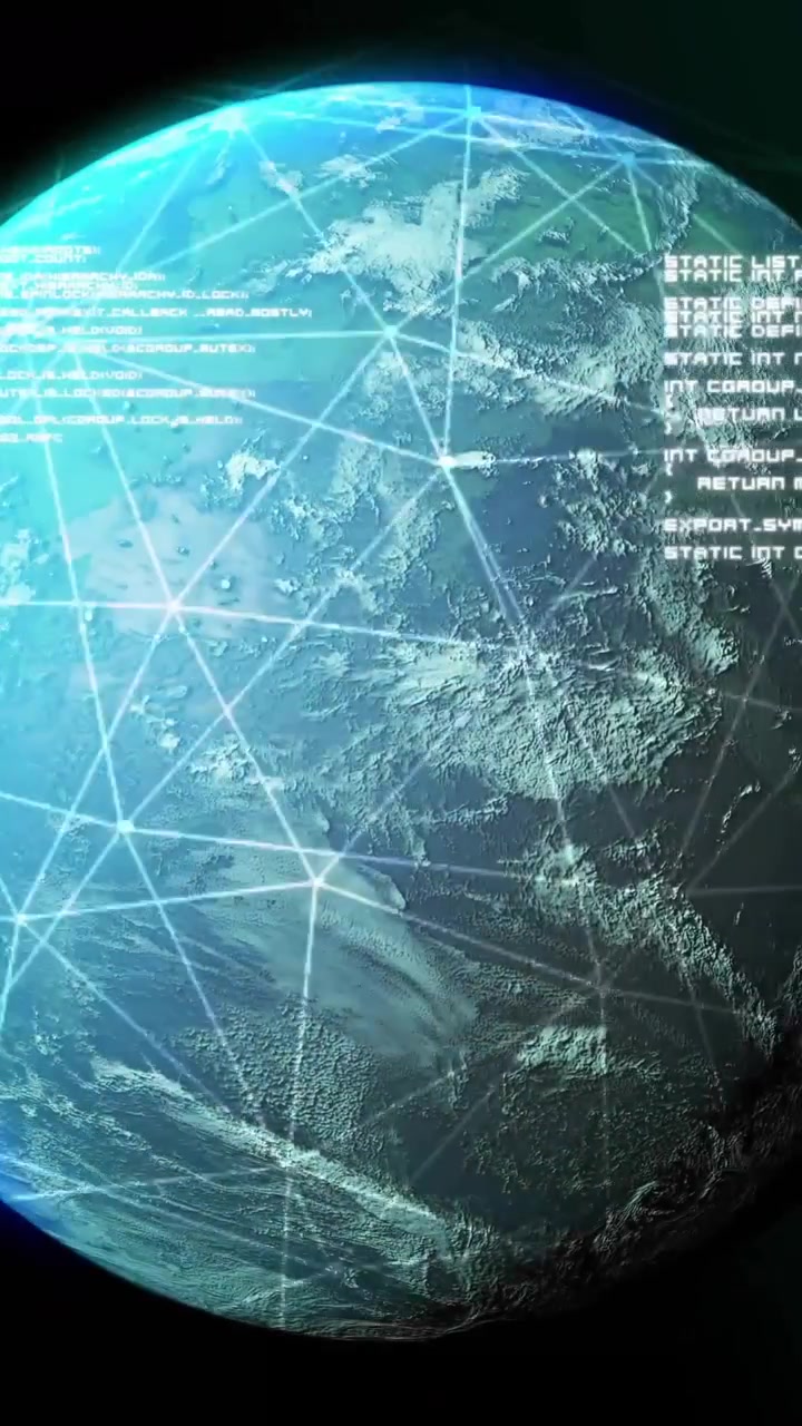 Earth with network connections and data processing animation over dark background