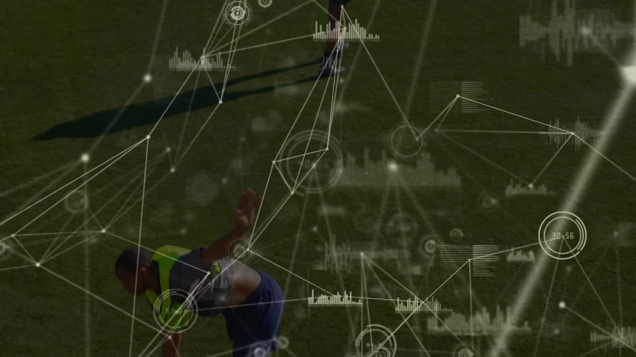 축구 선수에 대한 연결 및 데이터 처리의 애니메이션