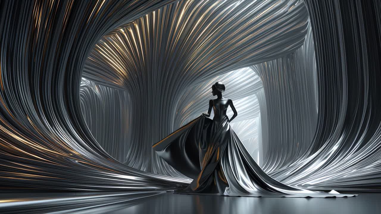 Futuristic Silver Fashion in Metallic Sculpture