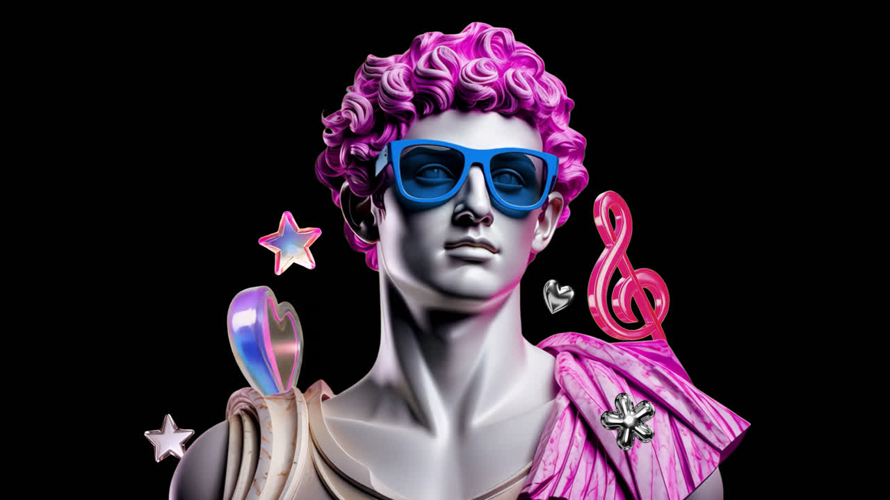 Aesthetic greek god 3d character animation isolated asset, transparent 4K video, alpha channel