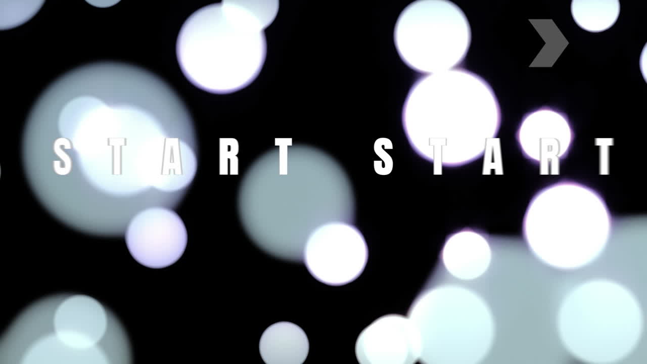 검은 바탕에 렌즈 플레어 위에 시작 텍스트의 애니메이션