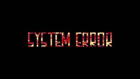 4k glitch word of system error title 3d illustration isolated using alpha channel quick time prores 4444 encode. red shine lighting of glitch system error loop animation concept on black creative background