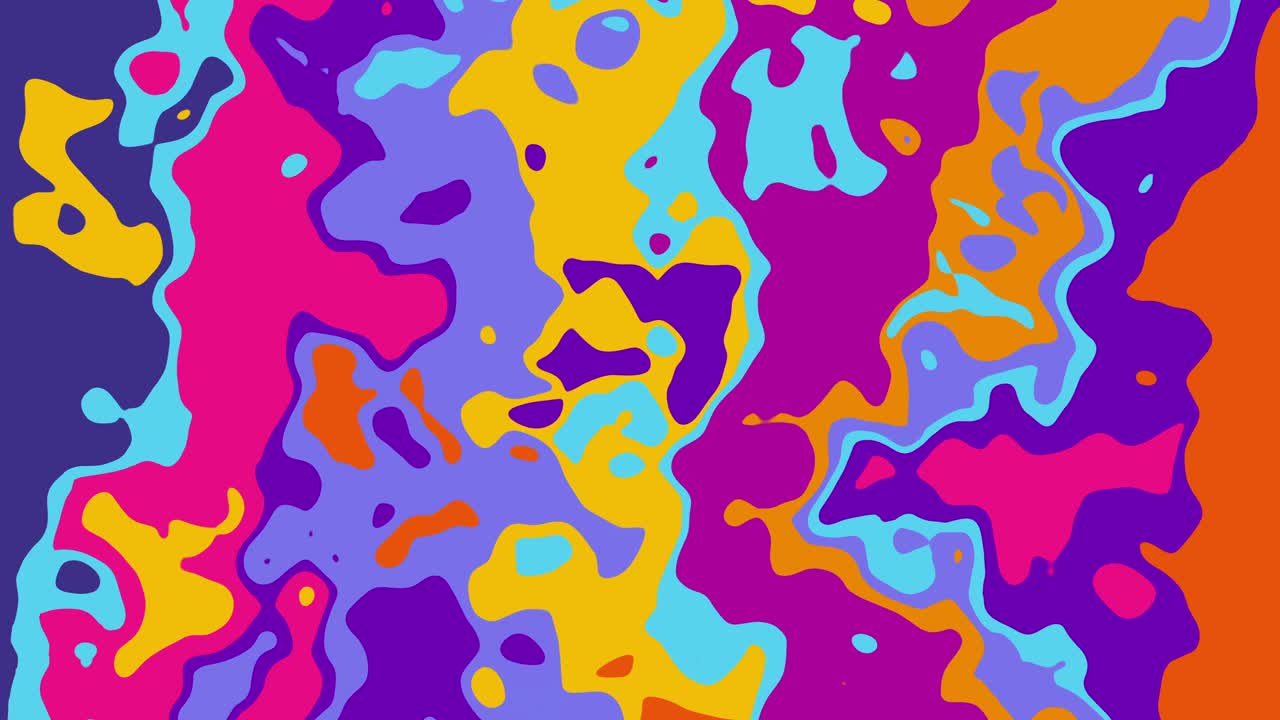 Loopable Vibrant Abstract Liquid Flow: Dynamic Interplay of Colored Shapes, Creating a Fluid and Organic Composition with a Modern, Artistic Feel