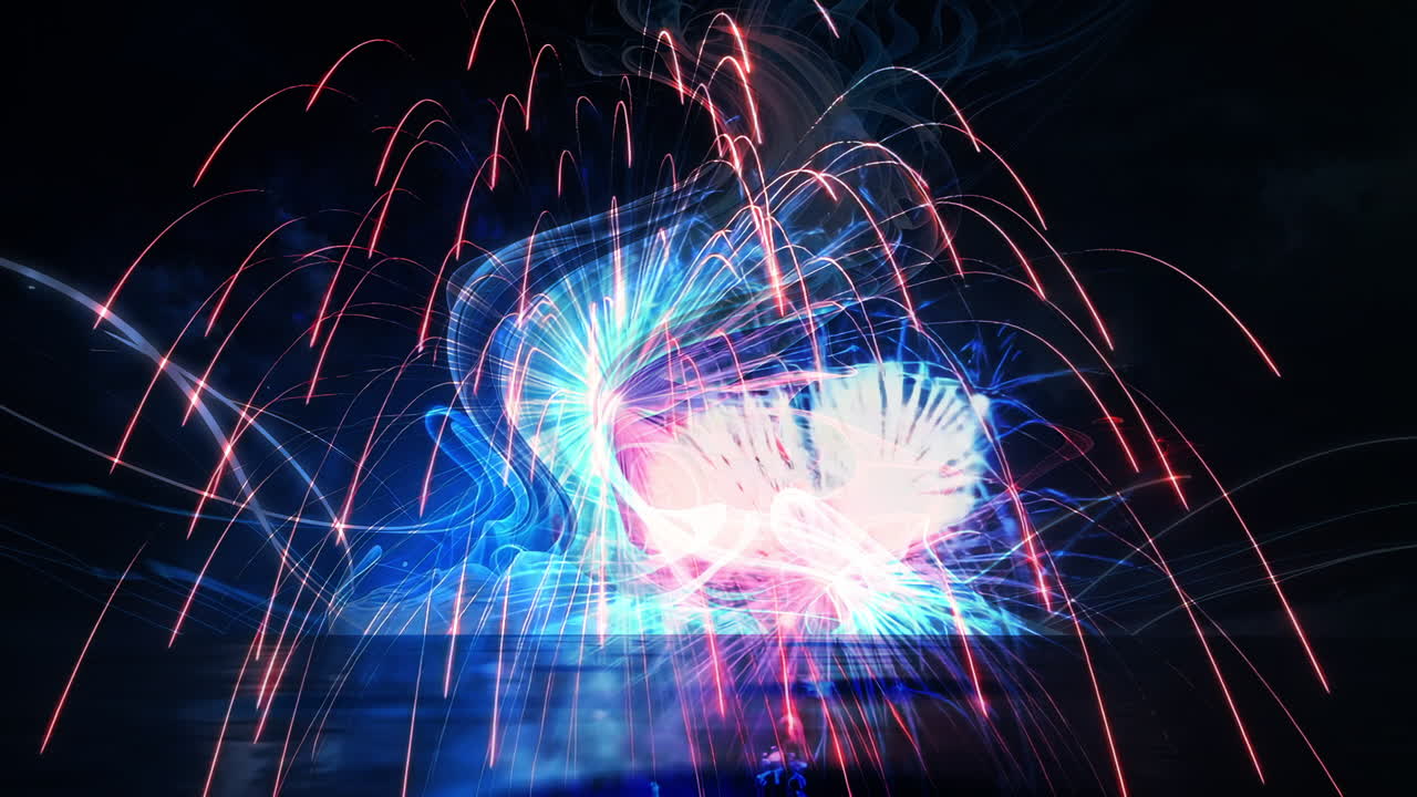 Vibrant Abstract Light Show with Fireworks Effects