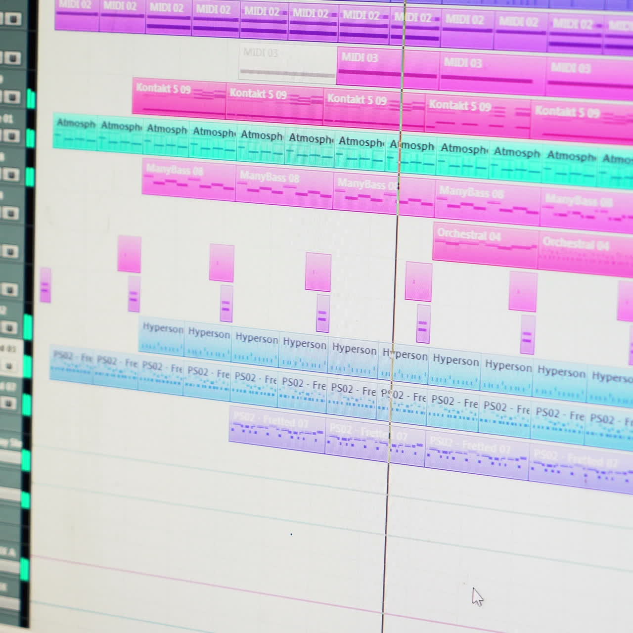 Control panel in Recording Studio. Audio mixer with digital display