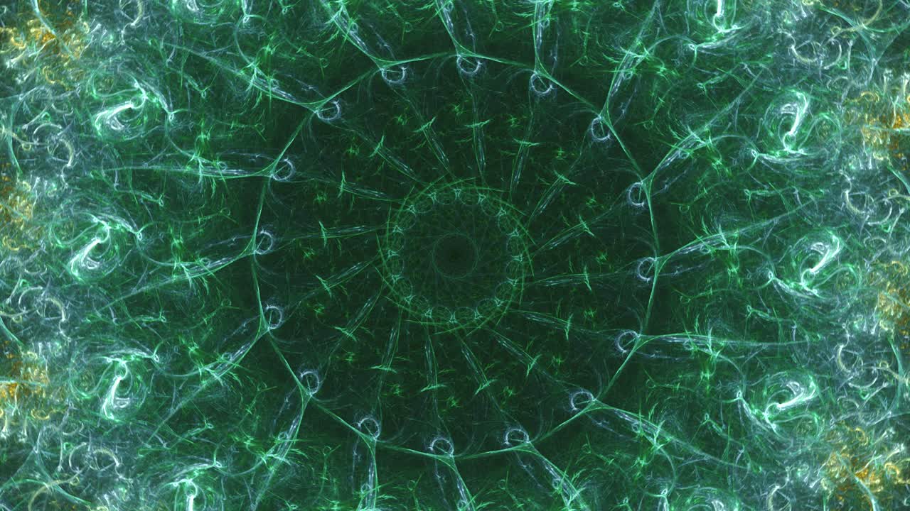 신성한 녹색 만다라, 변화하는 패턴과 모양의 끝없는 루프 - 정신과 명상 수렴