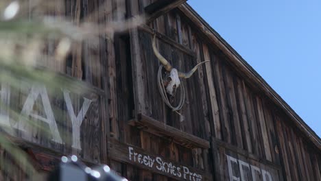 hay feed wooden barn in western style desert ghost town during summer