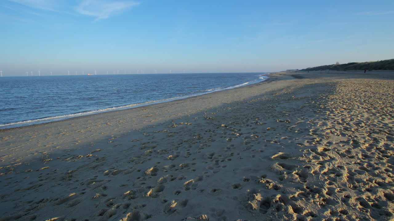wide shot looking east across the beach at Caister on Sea