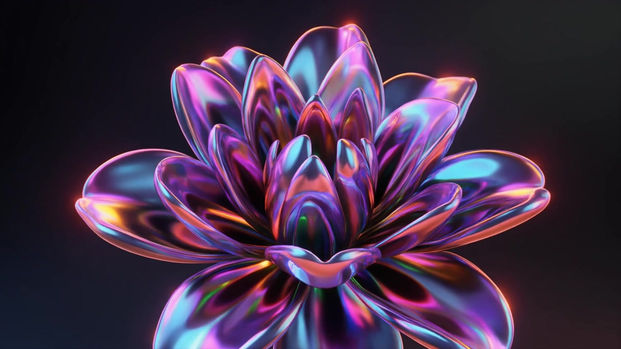 Abstract Metallic Flower Blooming in Slow Motion
