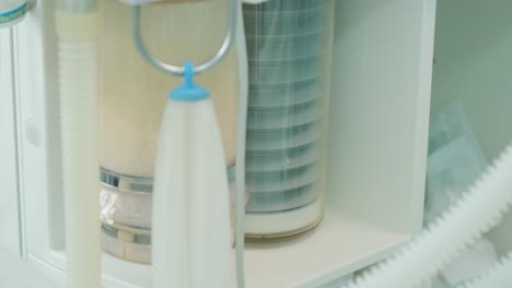 close-up of artificial ventilation apparatus during surgery, movement of lungmotor, 4k shot