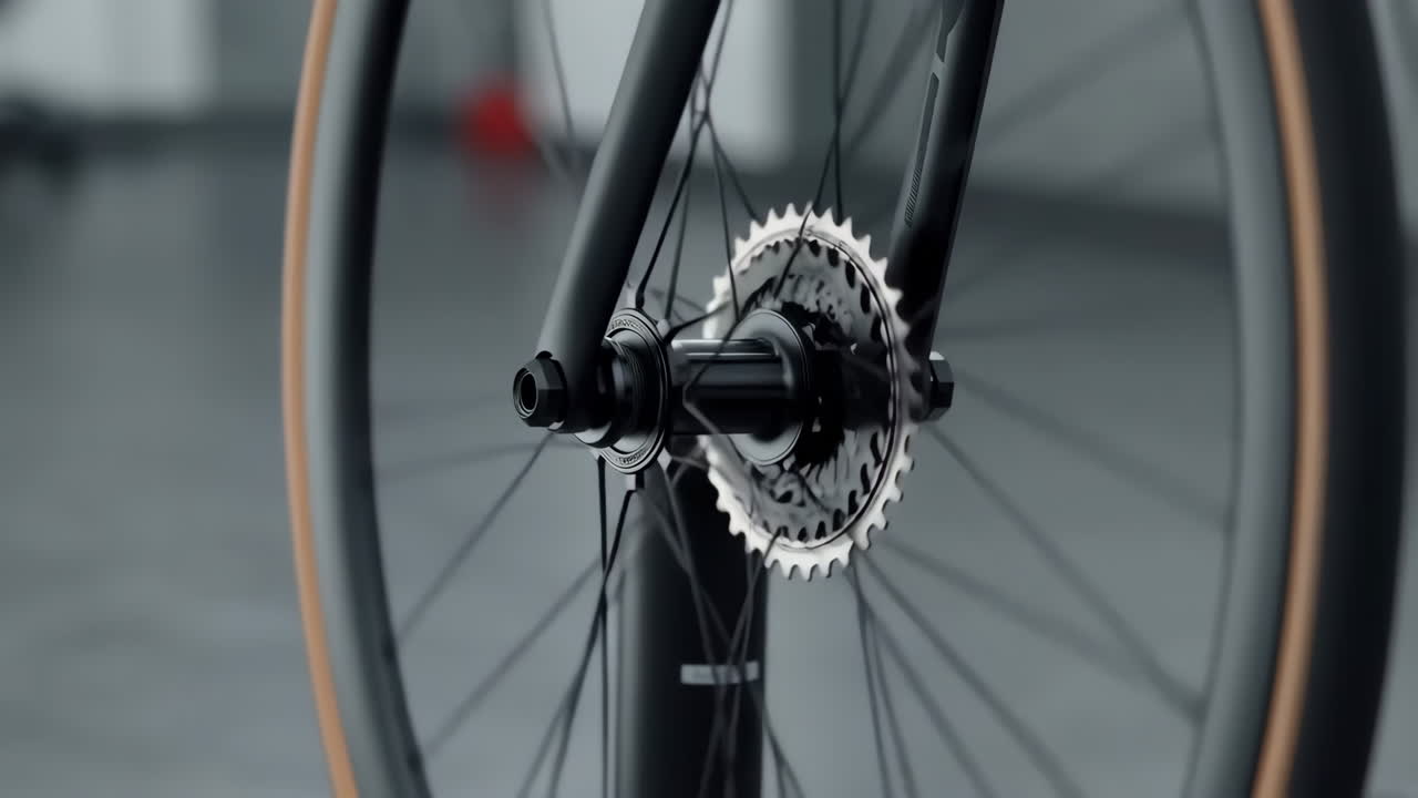 Bicycle Front Wheel Hub and Spokes Detail