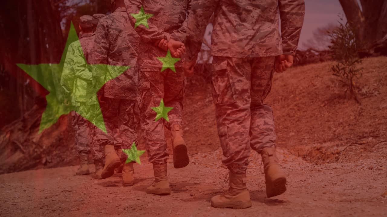 군인 들 위 에 있는 중국  ⁇ 발 의 애니메이션