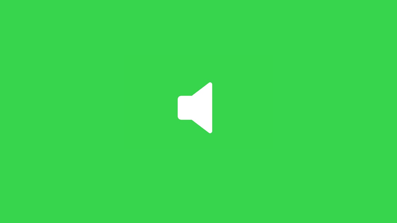 animación del icono del altavoz de sonido en fondo verde.