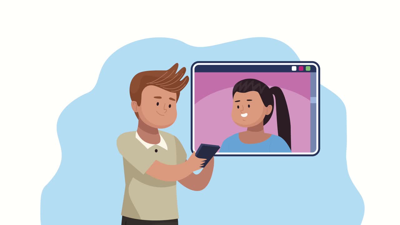 person communicating with video animation