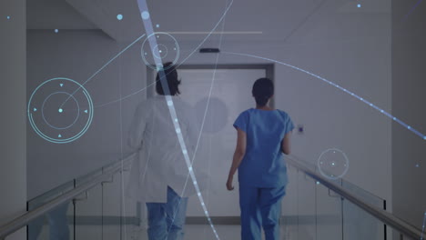 animación de redes de conexiones entre diversos médicos en el hospital