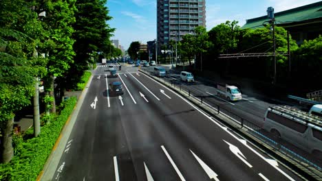 a timelapse of the traffic jam at the urban street in tokyo wide shot