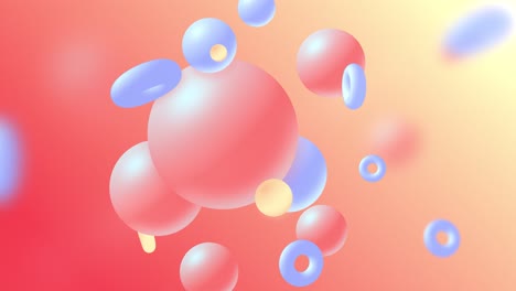 soft pastel background with 3d objects. loop.