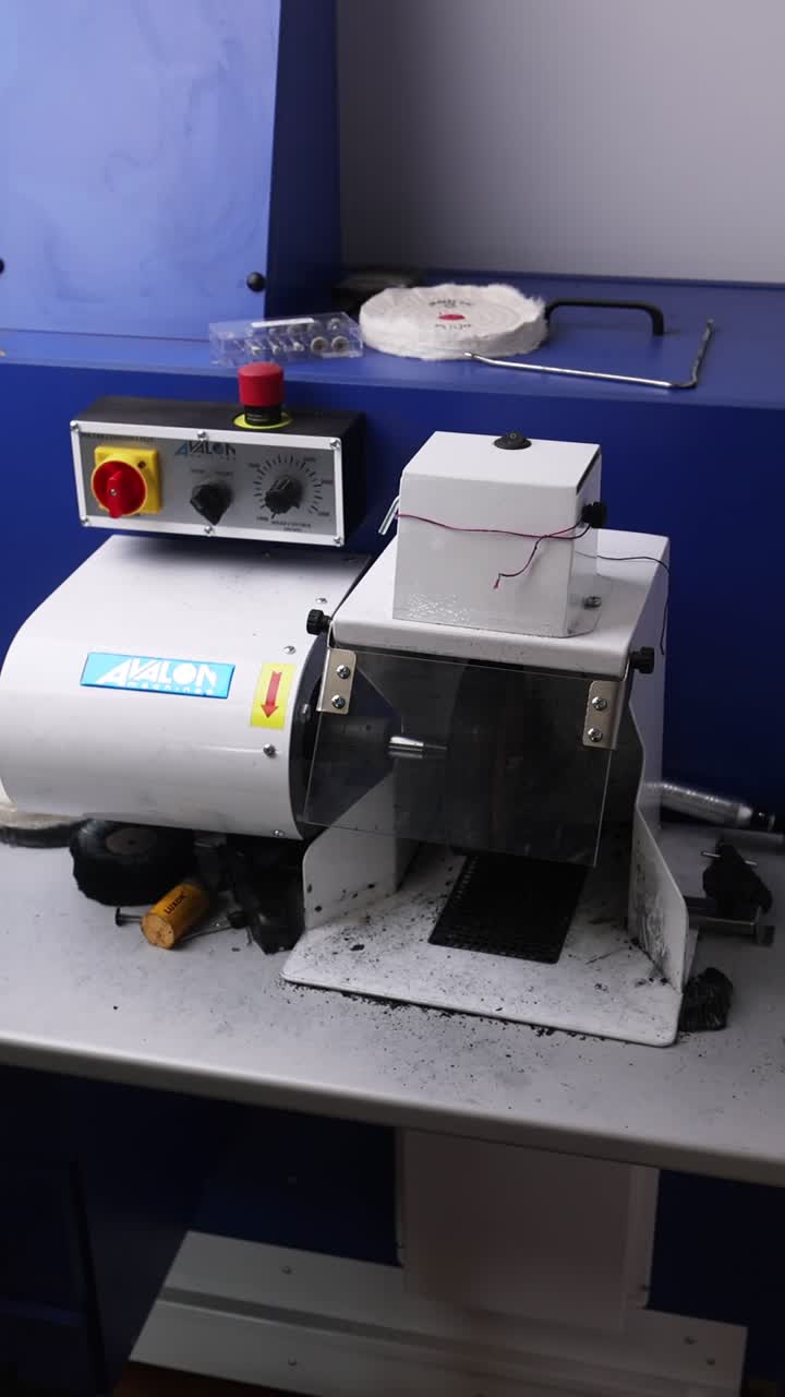 Industrial Polishing Machine on a Workbench in a Workshop