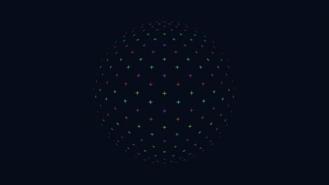 esfera geométrica futurista con cruces de neón en gradiente negro