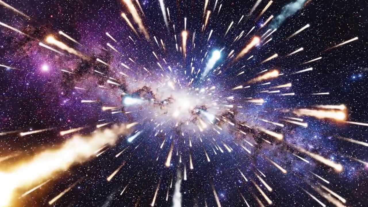 A Stunning Visualization of Cosmic Dynamics: An Explosive Display of Light and Matter in the Depths of Space, Capturing the Essence of Galactic Formation and Expansion