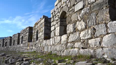 stone walls of the castle used for fortification during wars in medieval europe