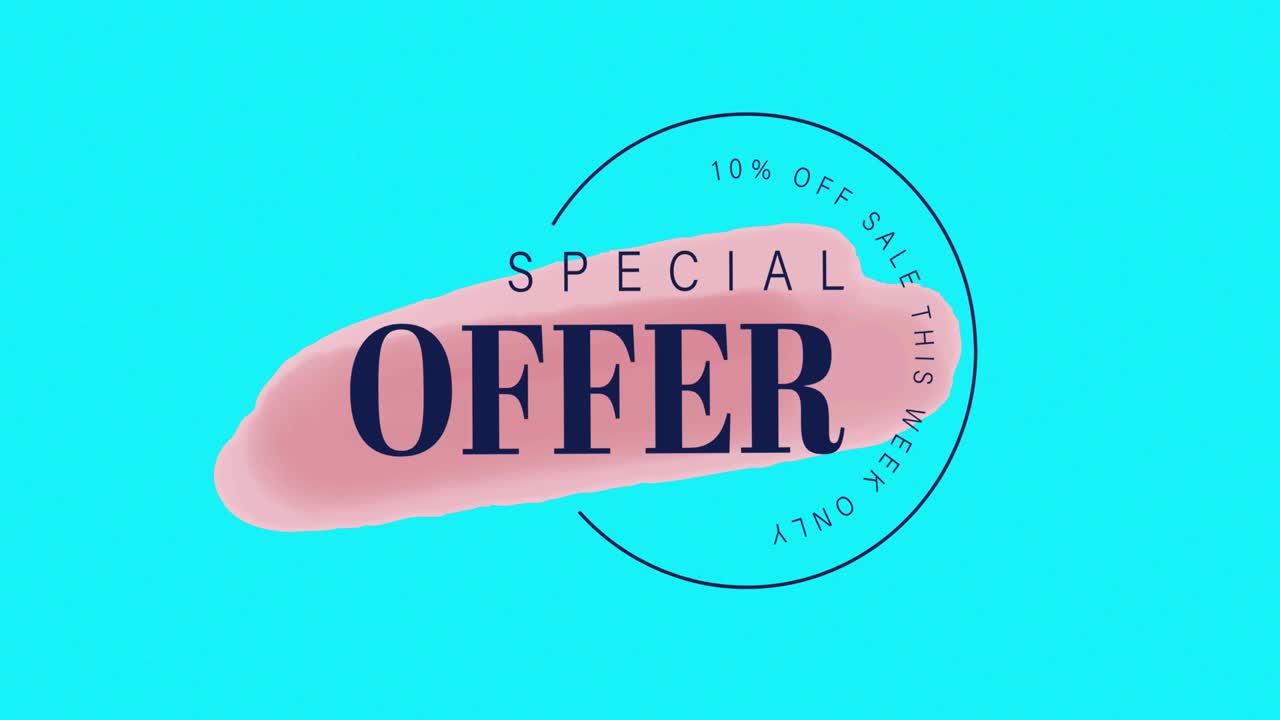 Animazione di cerchi colorati e testo di offerta speciale