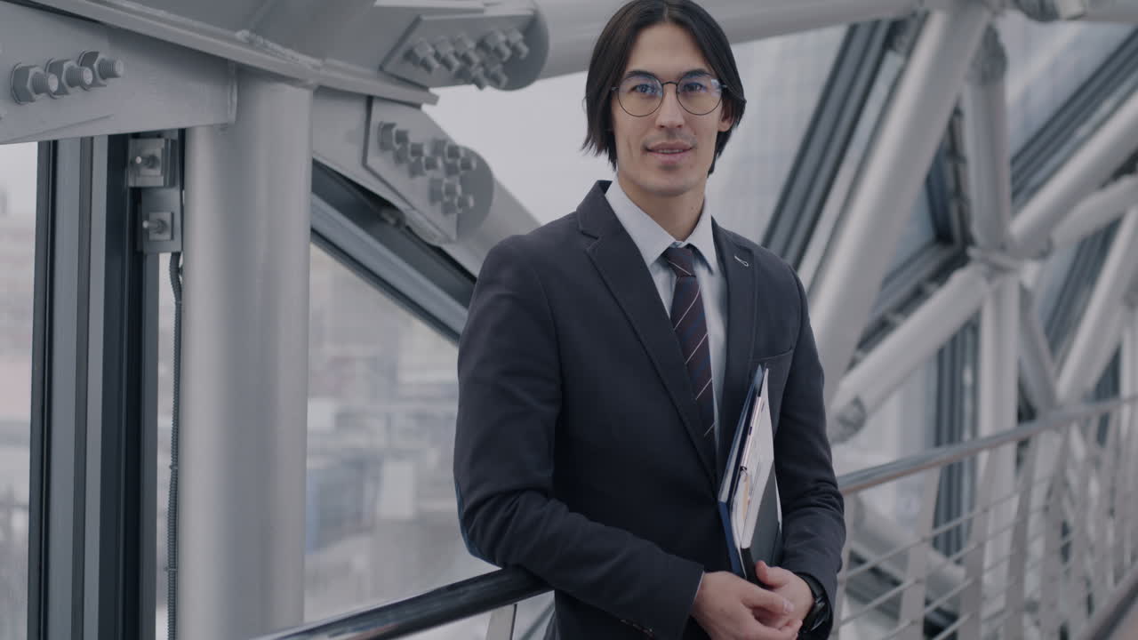 Businessman in Modern City Bridge