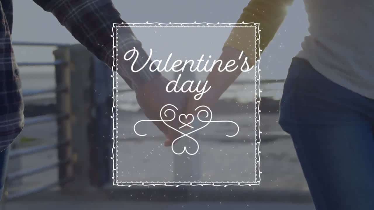 Animation of valentines day with a couple in love in black background