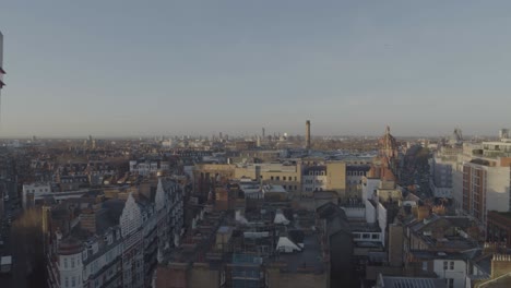 panning aerial clip of knightsbridge district in central london
