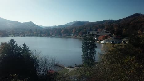 aerial cross above lake junaluska in