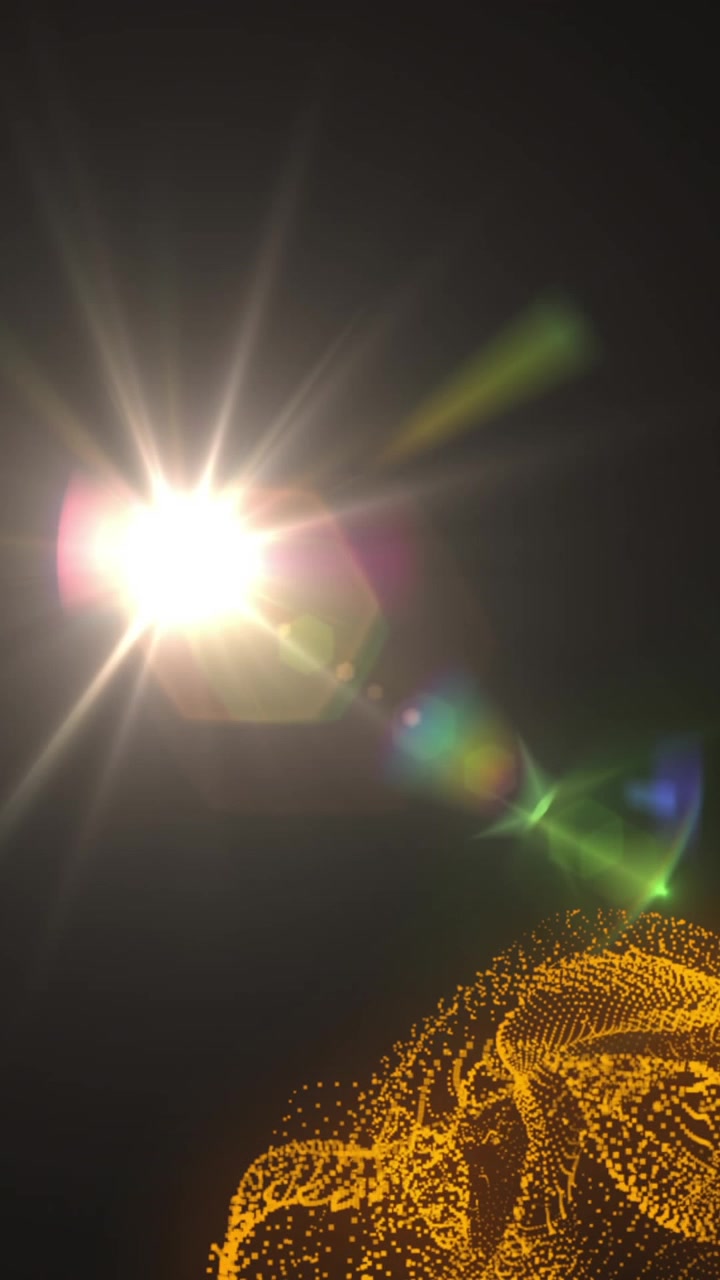 Animazione di luci scintillanti su scie dorate.