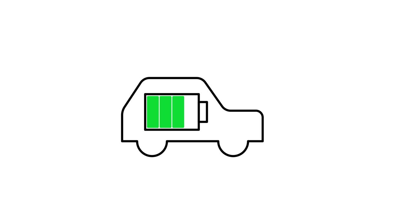 Electric Car Battery Charging Motion Graphic Icon. Battery Percentage Indicator.