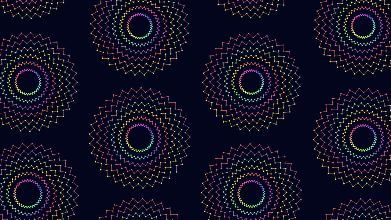 Cerchi vibranti, un motivo colorato su sfondo nero