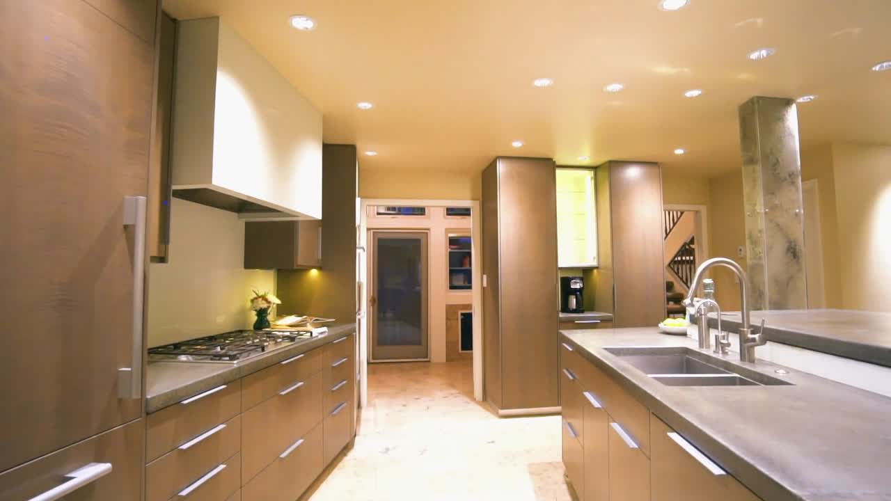 Modern kitchen with concrete counter tops