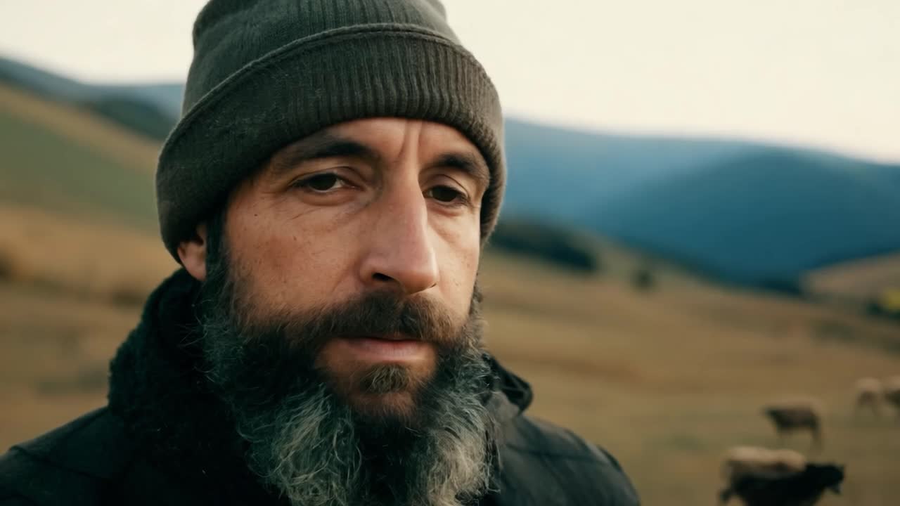 el pastor vigila un rebaño de ovejas en las serenas montañas, rodeado de la belleza de la naturaleza y el cielo abierto