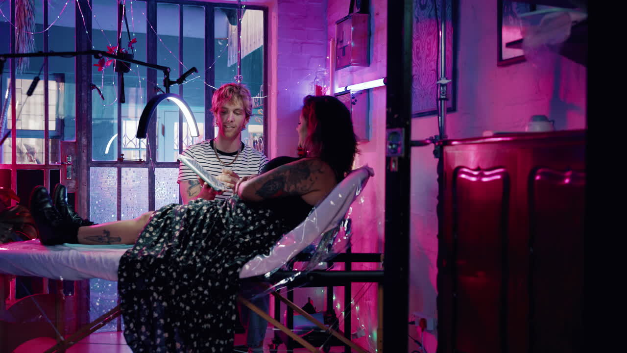 Tattoo session in a studio