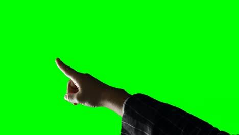 Person-making-hand-gesture-against-green-screen-background