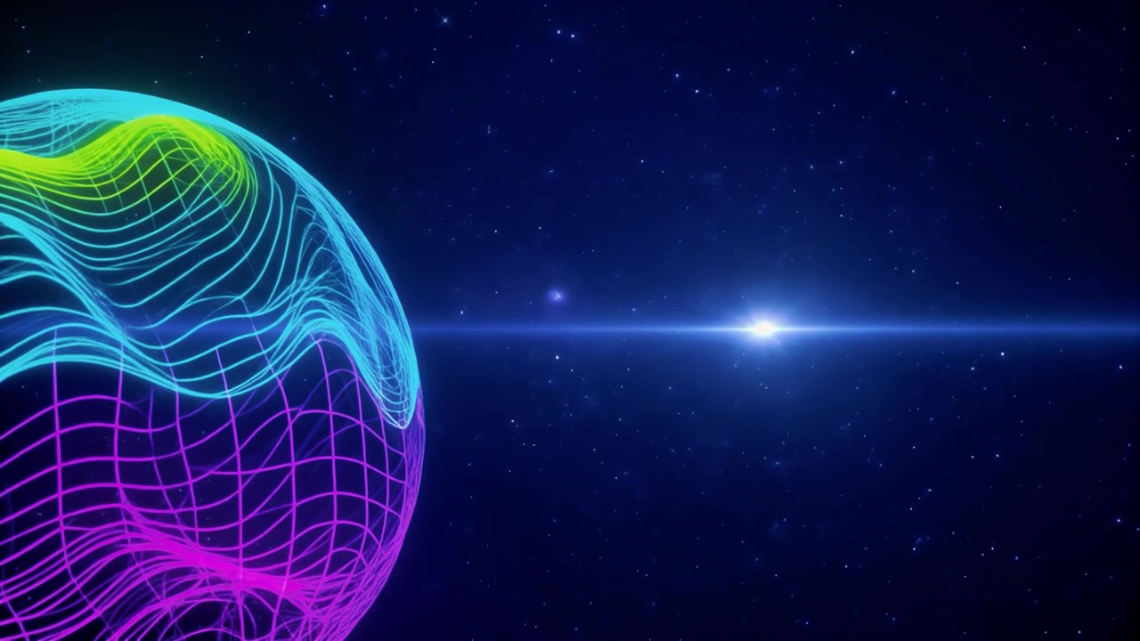 Planeta Abstrato de Estrutura de Arame Neon no Espaço Sideral