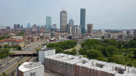Aerial-View-of-Boston-Skyline-on-Summer-Day