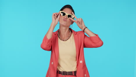 sunglasses, fashion and peace with a model woman
